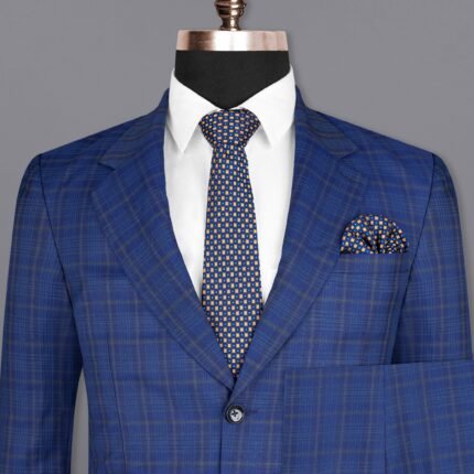 Cloud Burst Blue Plaid Wool Rich Suit